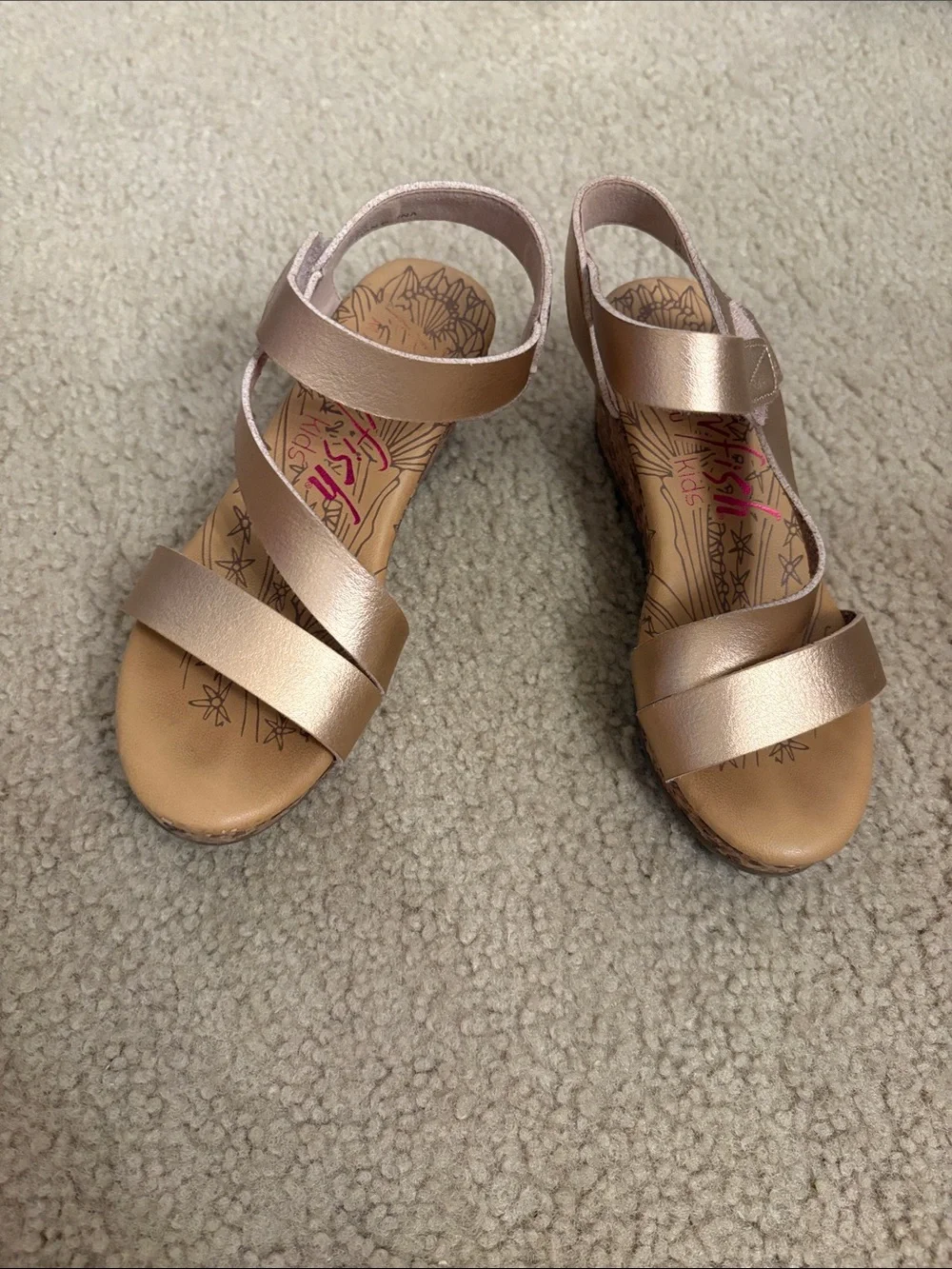 Blowfish Girls Rose Gold Strappy Wedge Sandals